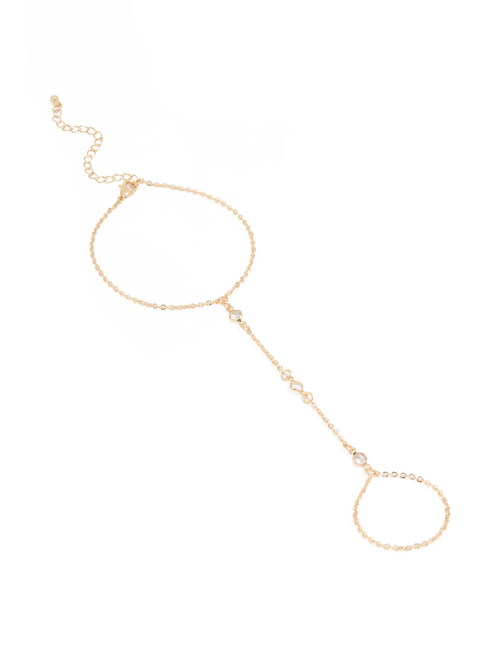 Gold Diamante Triangular Hand Chain sold by lovisa