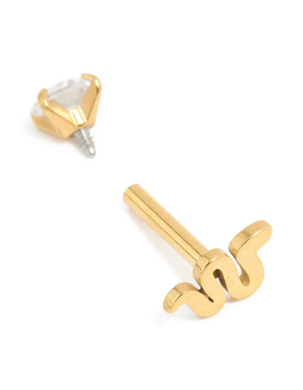 Gold Plated Surgical Steel Cubic Zirconia Reversible Smooth Flat Back Stud sold by lovisa product image thumbnail 3