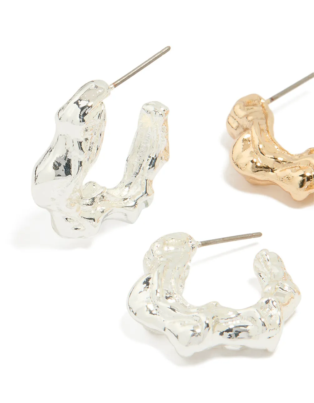 Mixed Metal Organic Hoop Earrings 2-Pack sold by lovisa product image thumbnail 2