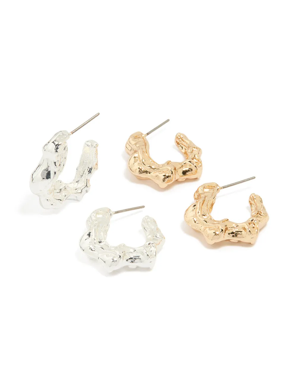 Mixed Metal Organic Hoop Earrings 2-Pack sold by lovisa