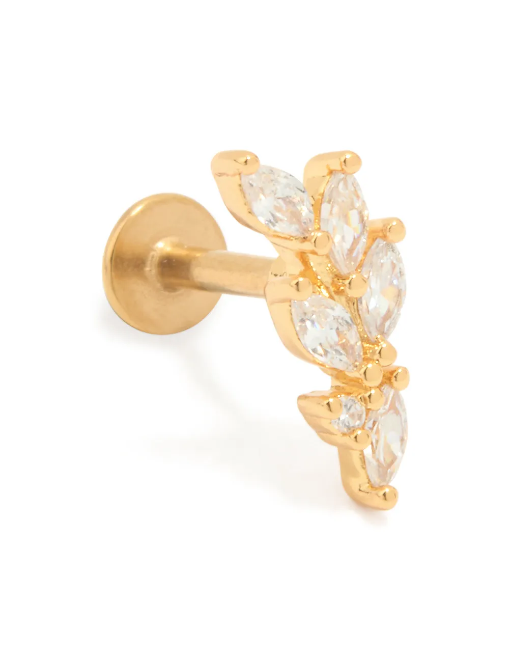 Gold Plated Titanium Cubic Zirconia Leaf Flat Back Stud sold by lovisa