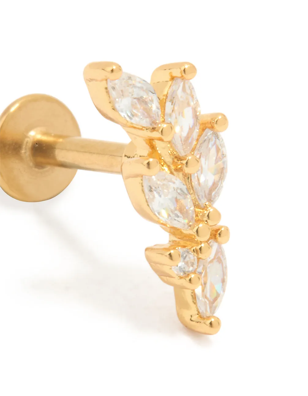 Gold Plated Titanium Cubic Zirconia Leaf Flat Back Stud sold by lovisa product image thumbnail 2