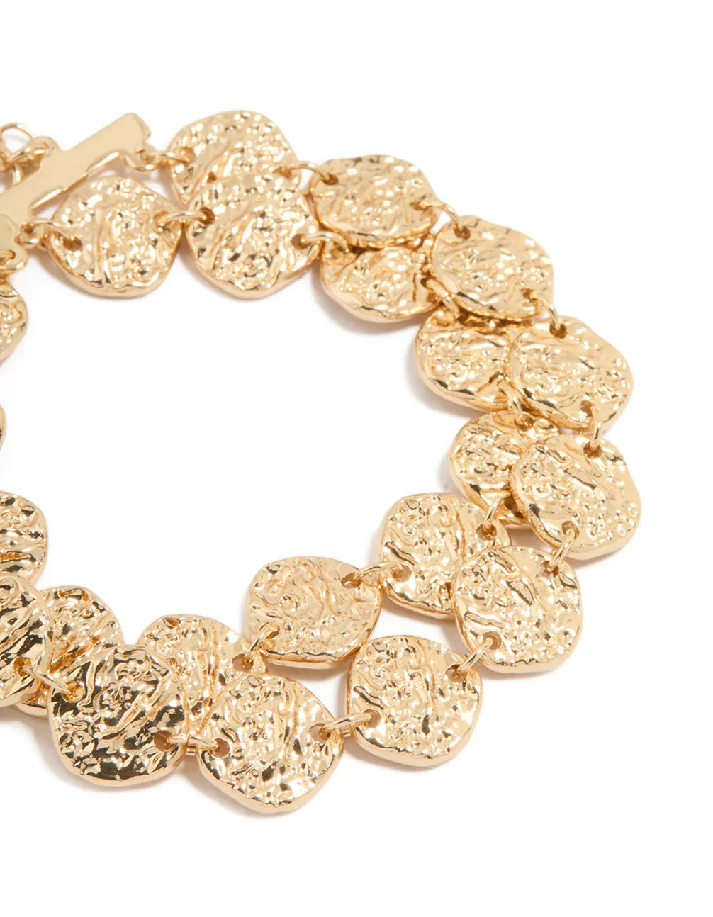 Gold Hammered Disc Layered Bracelet sold by lovisa product image thumbnail 2