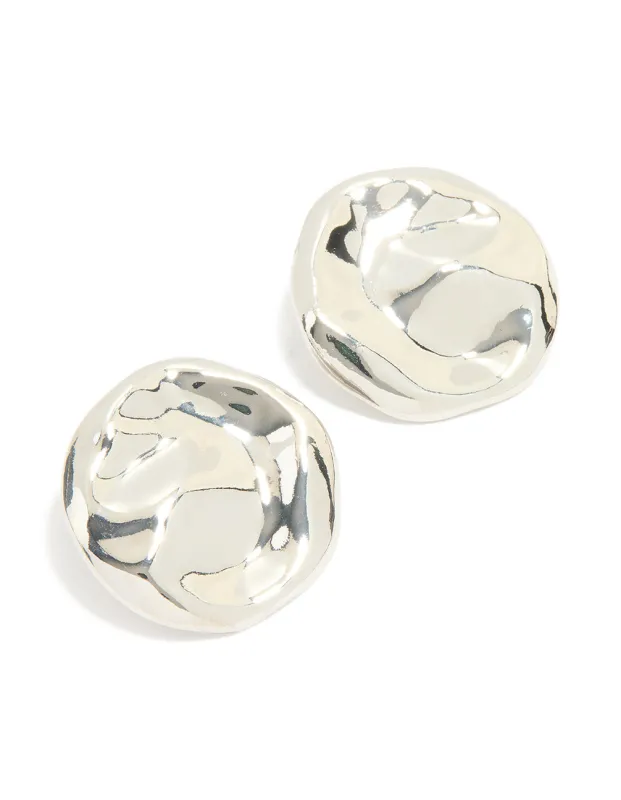 Silver Organic Circle Stud Earrings sold by lovisa