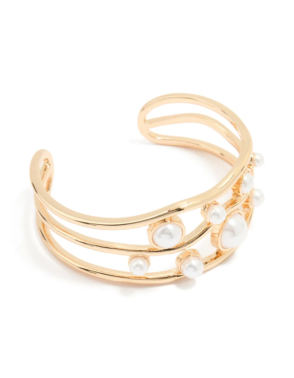 Gold Pearl Wave Wrist Cuff sold by lovisa