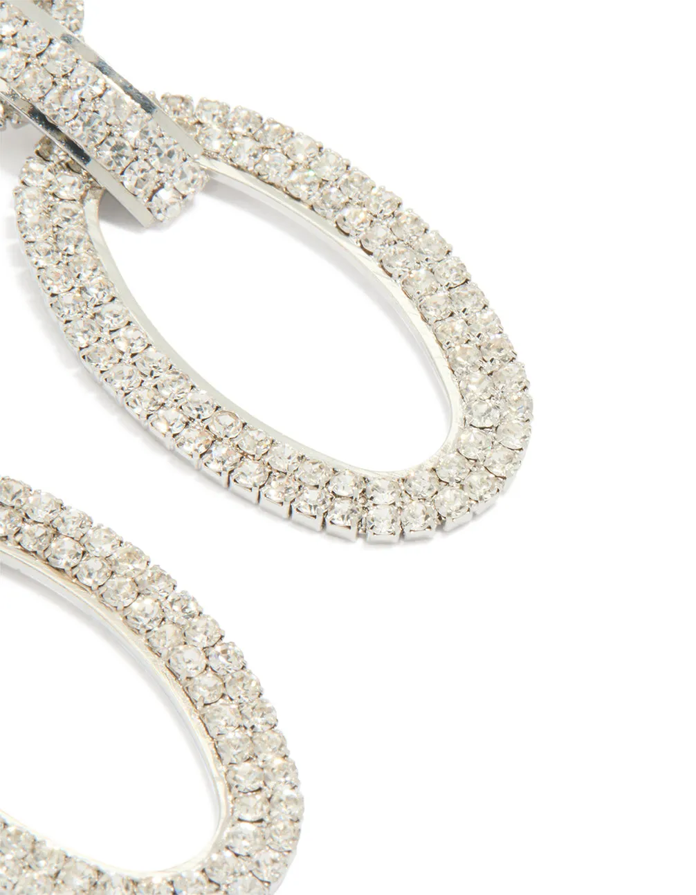 Silver Diamante Oval Chain Earrings sold by lovisa product image thumbnail 3