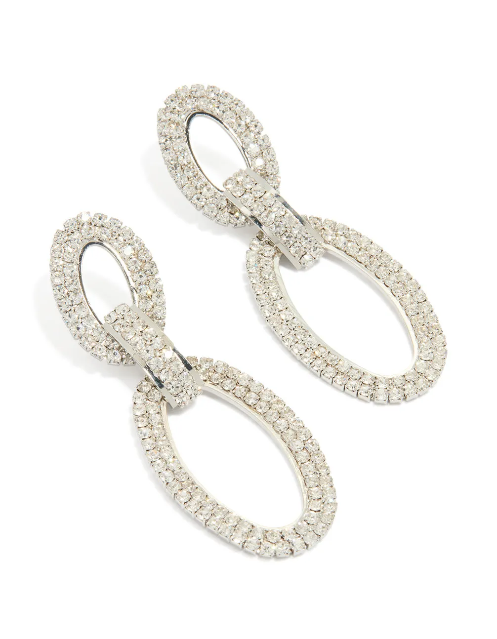 Silver Diamante Oval Chain Earrings sold by lovisa