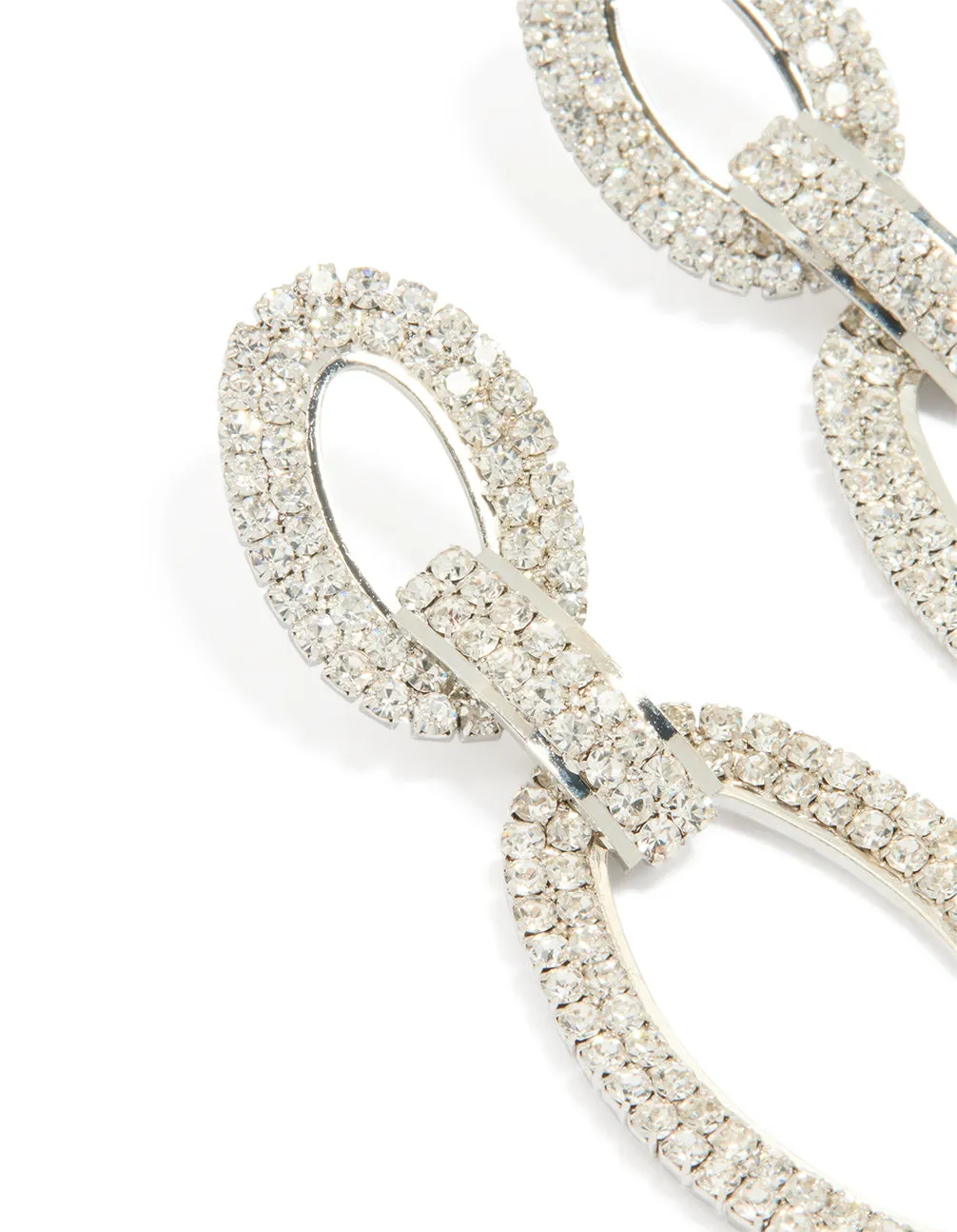 Silver Diamante Oval Chain Earrings sold by lovisa product image thumbnail 2