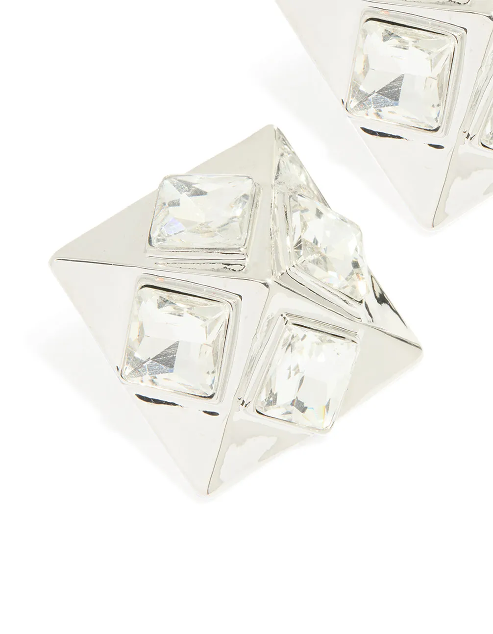 Silver Diamante Triangular Square Stud Earrings sold by lovisa product image thumbnail 2