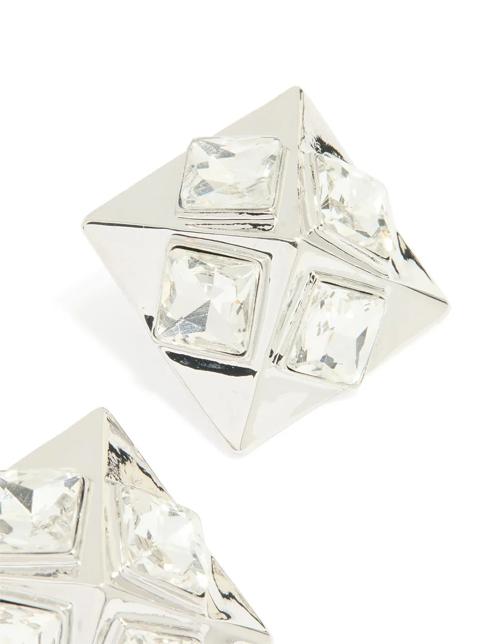 Silver Diamante Triangular Square Stud Earrings sold by lovisa product image thumbnail 3
