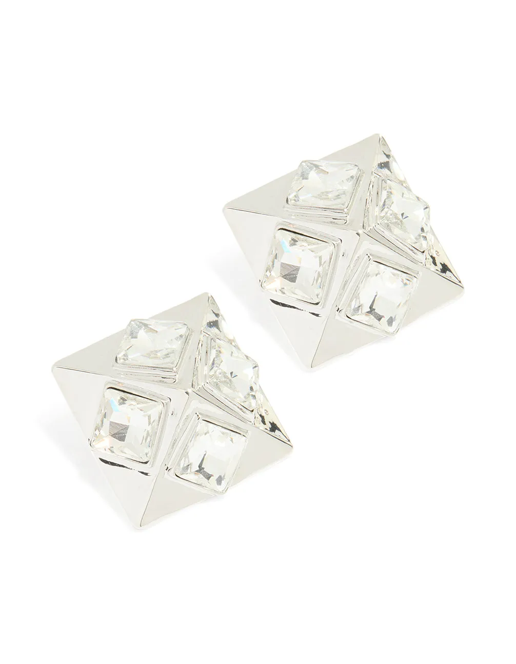 Silver Diamante Triangular Square Stud Earrings sold by lovisa