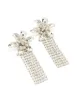 Silver Diamante Flower Drop Fringe Earrings sold by lovisa