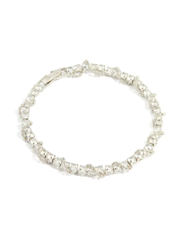 Silver Cubic Zirconia Twine Tennis Bracelet sold by lovisa