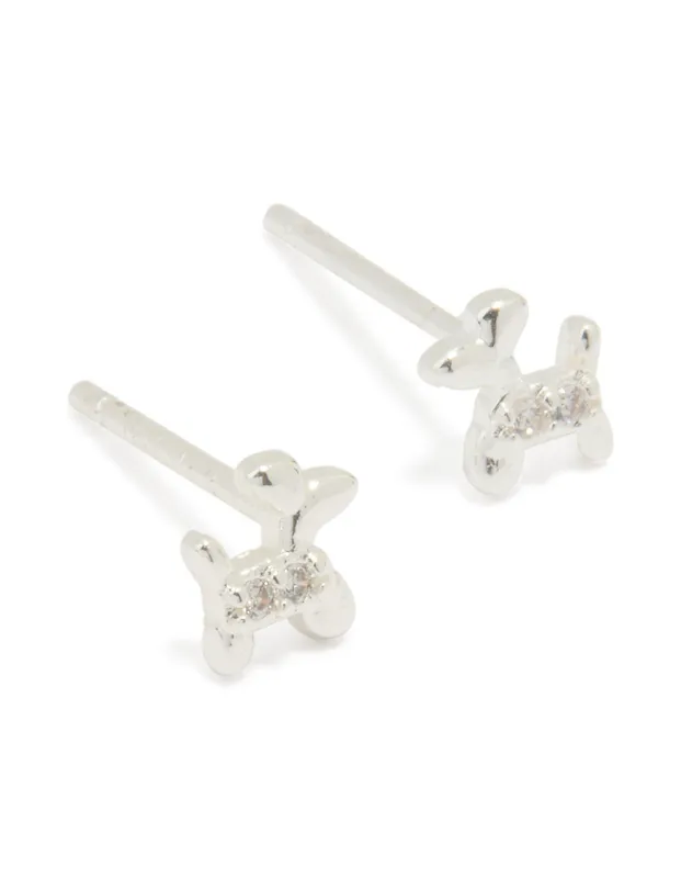 Sterling Silver Cubic Zirconia Balloon Dog Stud Earrings sold by lovisa