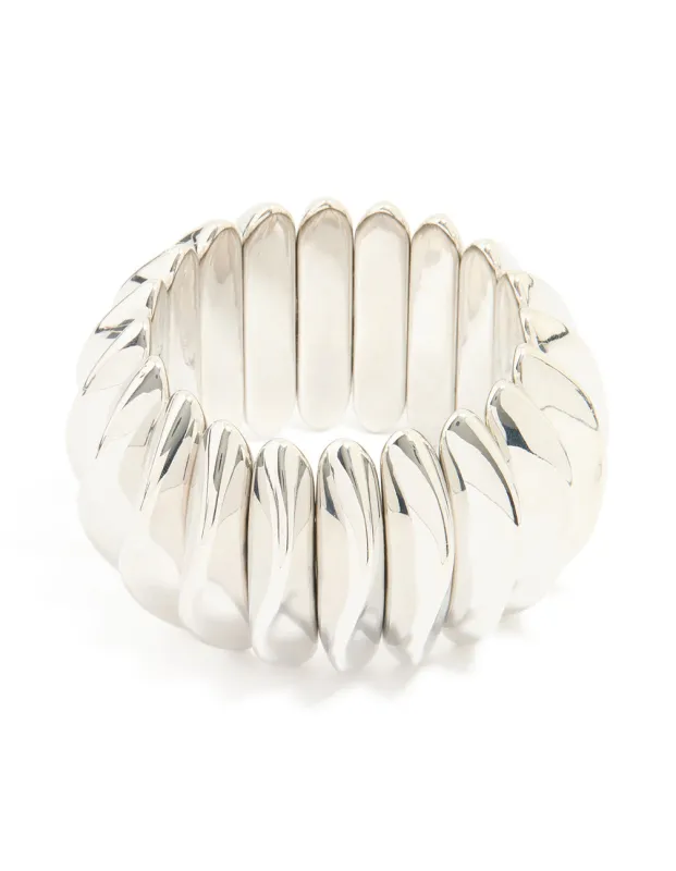 Silver Thick Organic Oval Stretch Bracelet sold by lovisa