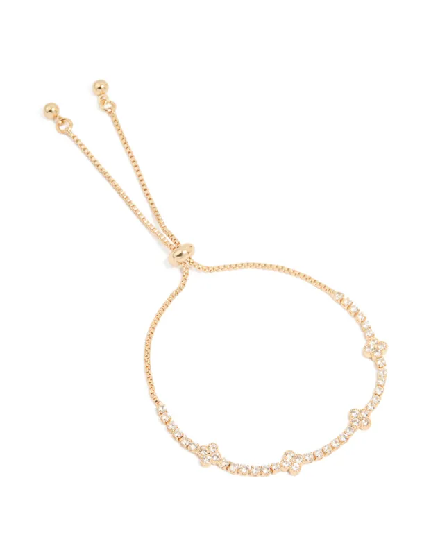 Gold Cubic Zirconia Flower Toggle Bracelet sold by lovisa