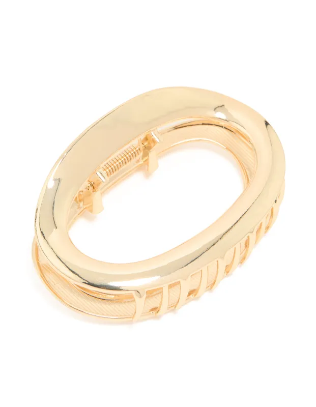Gold Molten Oval Hair Claw Clip sold by lovisa