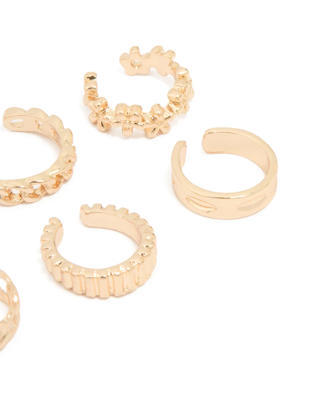 Gold Plated Thin Mixed Ear Cuffs 8-Pack sold by lovisa product image thumbnail 3