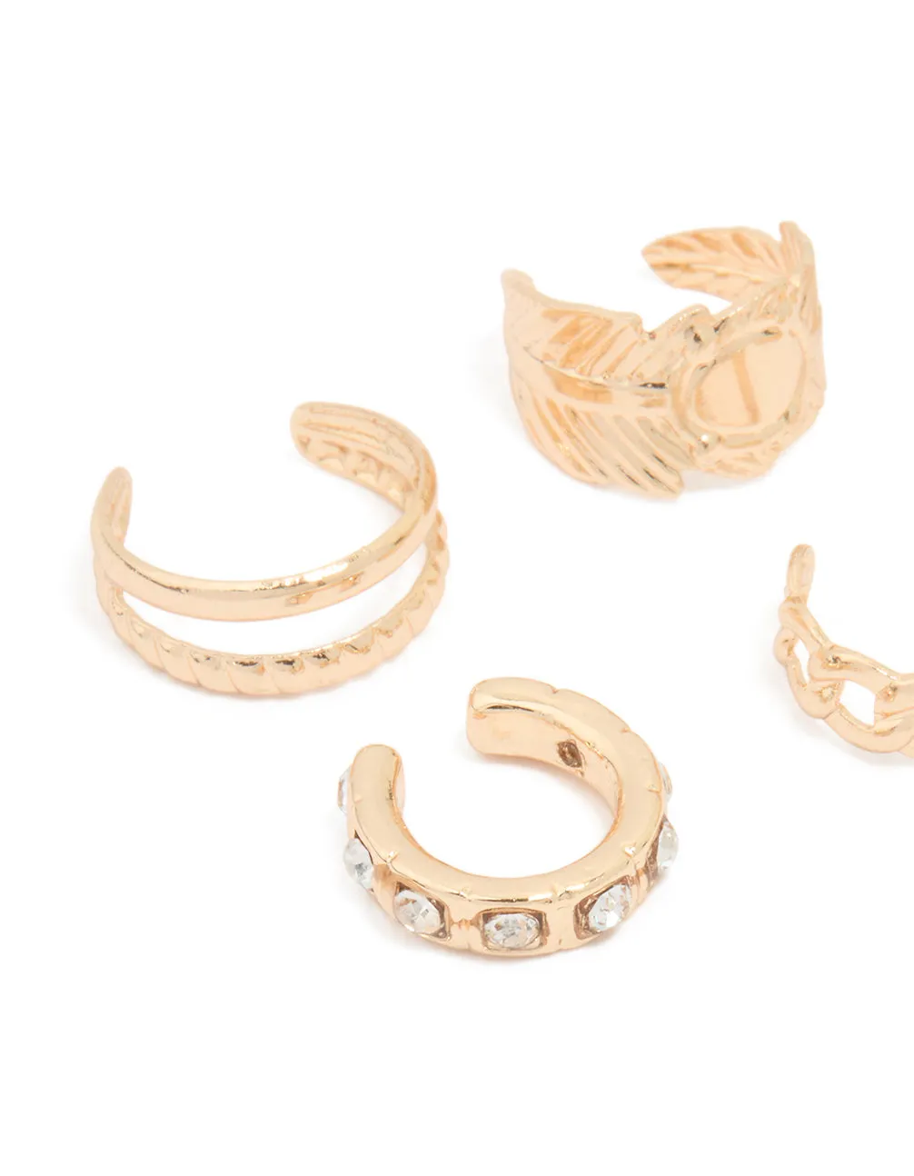 Gold Plated Thin Mixed Ear Cuffs 8-Pack sold by lovisa product image thumbnail 2