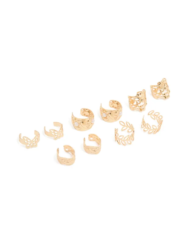 Gold Plated Mixed Ear Cuffs 8-Pack sold by lovisa