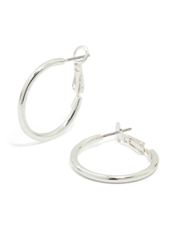 Silver Round Hoop Earrings sold by lovisa