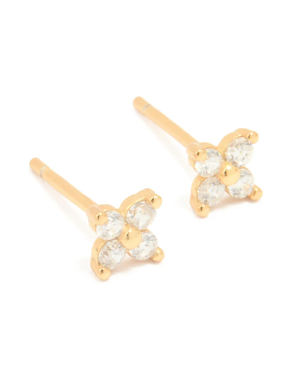 Gold Plated Sterling Silver Cubic Zirconia Mini Flower Earrings sold by lovisa