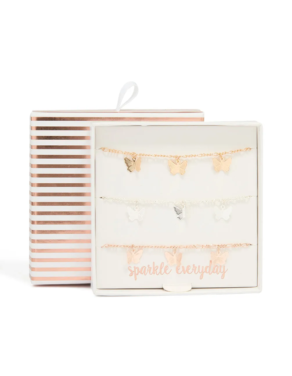 Mixed Metal Butterfly Bracelets 3-Pack sold by lovisa product image thumbnail 3