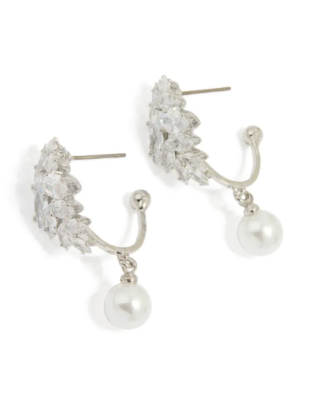 Silver Cubic Zirconia Pearl Drop Earrings sold by lovisa