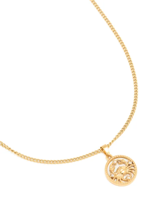 Waterproof Gold Plated Stainless Steel Cancer Circle Necklace sold by lovisa