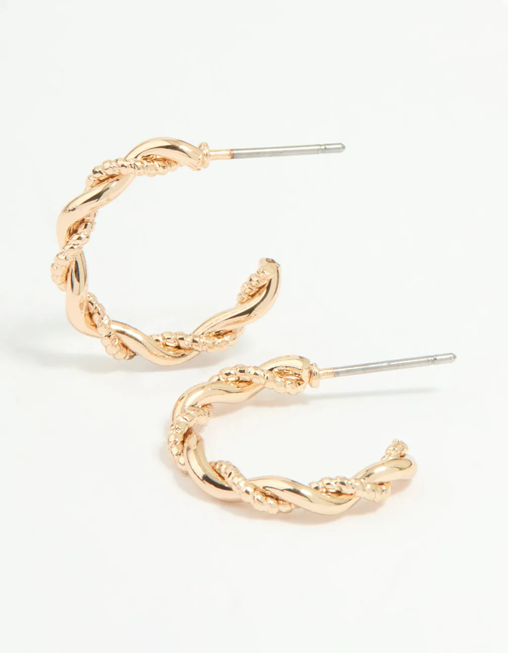 Gold Twisted Hoop Earrings sold by lovisa
