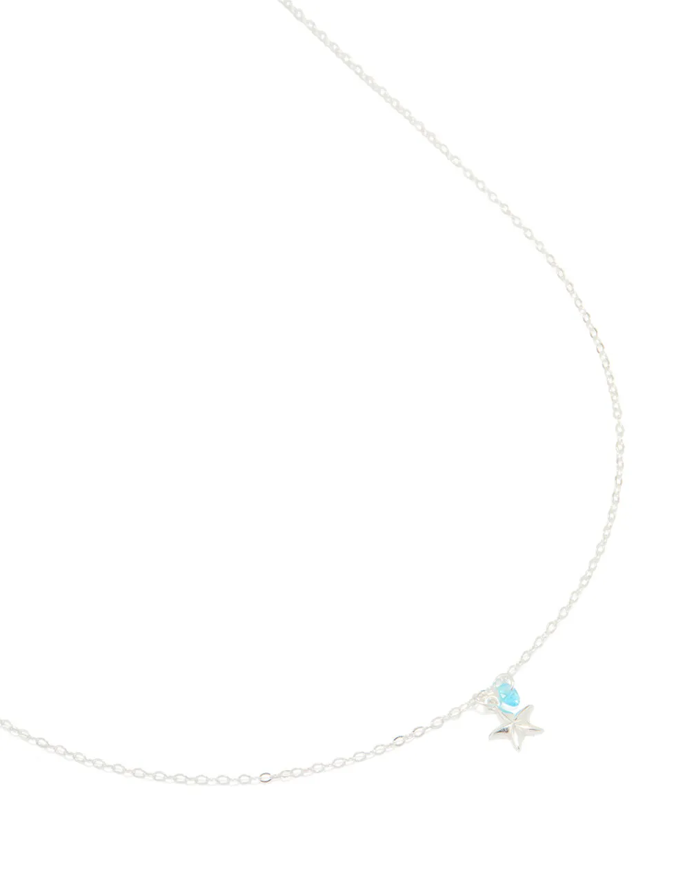 Sterling Silver Blue Cubic Zirconia & Starfish Pendant Necklace sold by lovisa