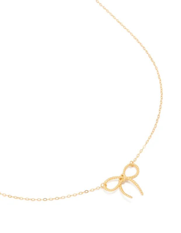 Gold Plated Sterling Silver Large Bow Necklace sold by lovisa