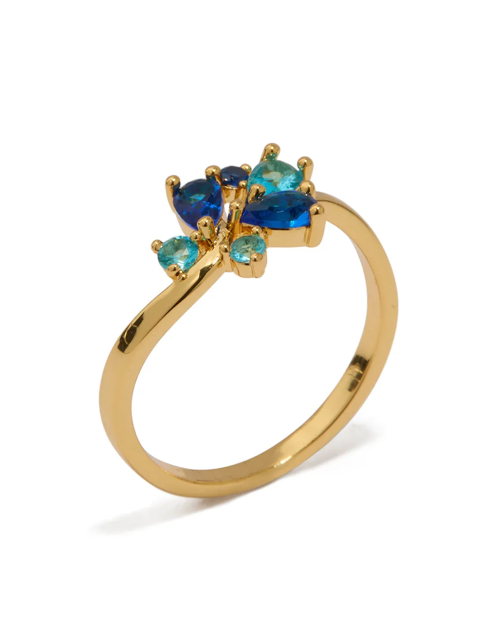Gold Plated Blue Cubic Zirconia Cluster Ring sold by lovisa product image thumbnail 4