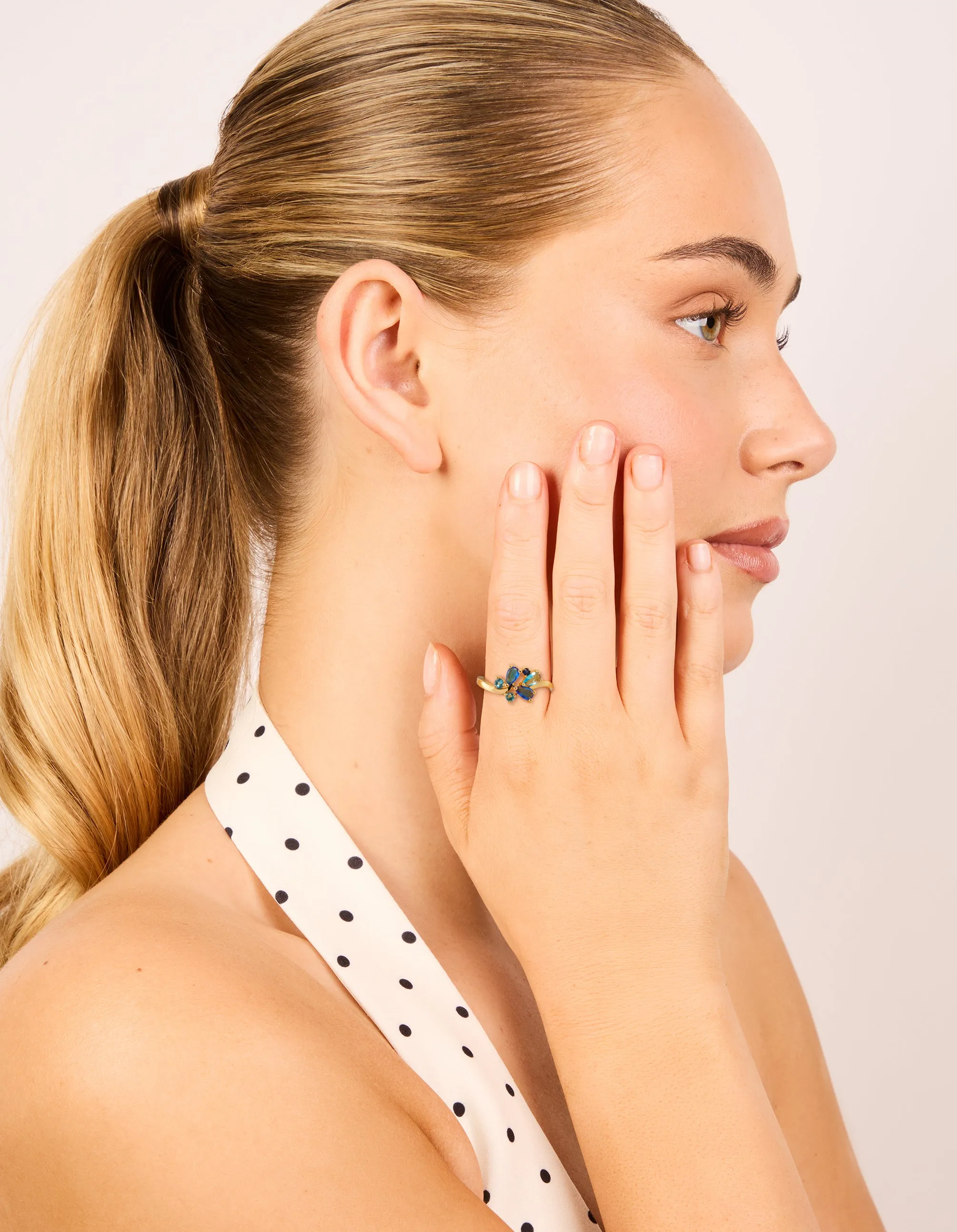 Gold Plated Blue Cubic Zirconia Cluster Ring sold by lovisa product image thumbnail 3