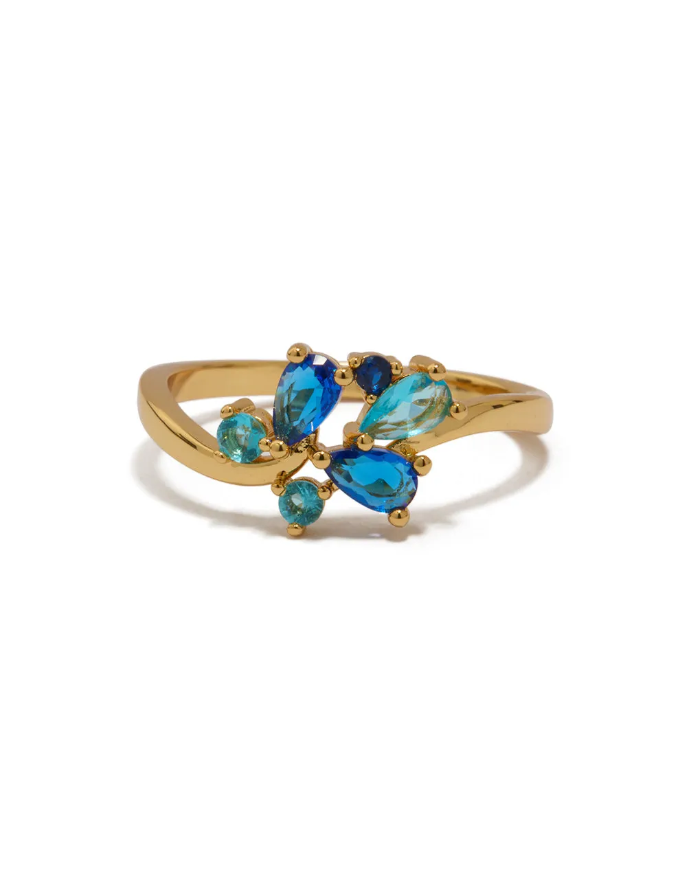 Gold Plated Blue Cubic Zirconia Cluster Ring sold by lovisa product image thumbnail 5