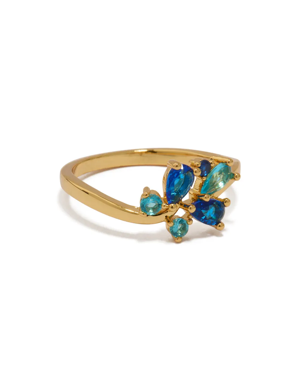 Gold Plated Blue Cubic Zirconia Cluster Ring sold by lovisa
