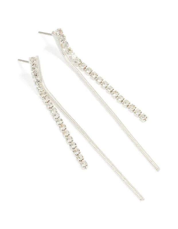 Silver Diamante Cupchain Drop Earrings sold by lovisa