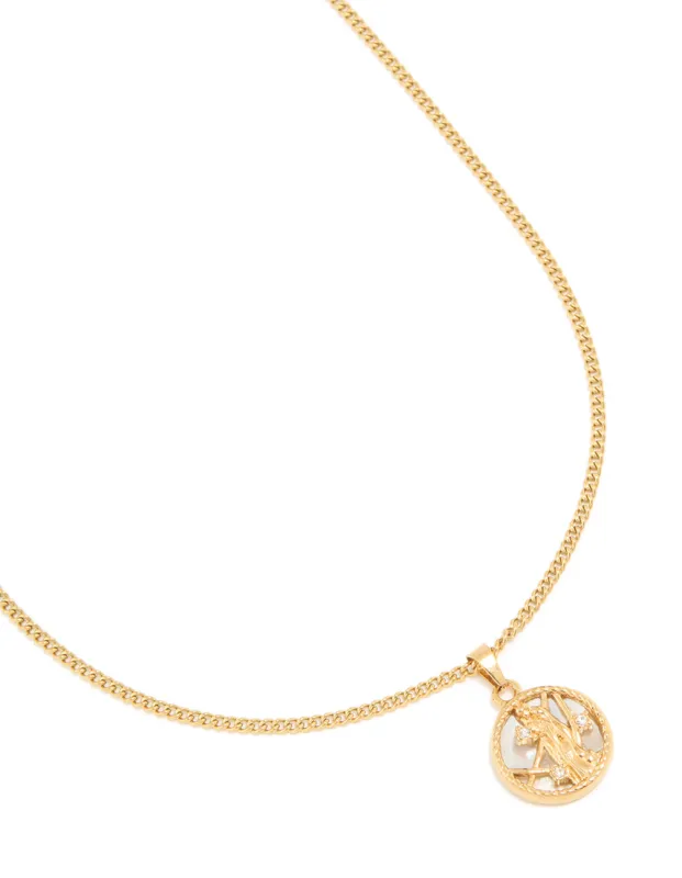 Waterproof Gold Plated Stainless Steel Virgo Circle Necklace sold by lovisa