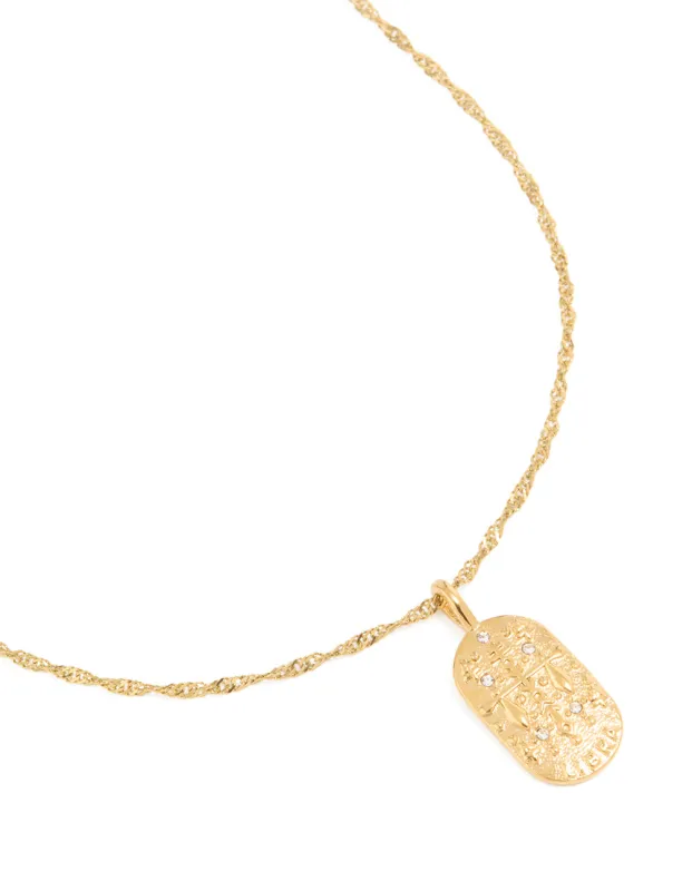 Waterproof Gold Plated Stainless Steel Libra Tab Necklace sold by lovisa