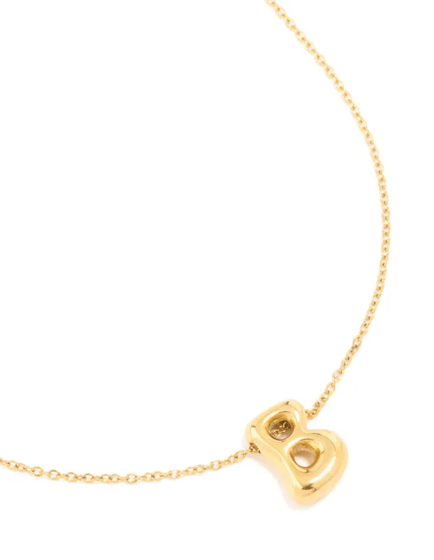 Waterproof Gold Plated Stainless Steel Large Bubble Letter B Necklace sold by lovisa