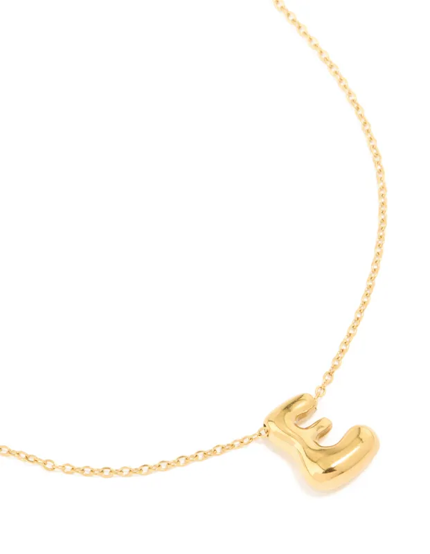 Waterproof Gold Plated Stainless Steel Large Bubble Letter E Necklace sold by lovisa