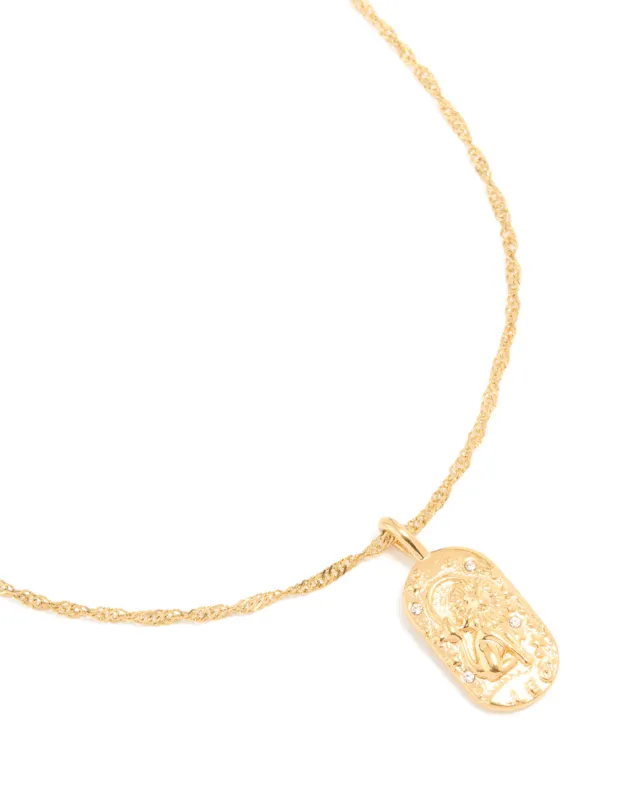 Waterproof Gold Plated Stainless Steel Leo Tab Necklace sold by lovisa