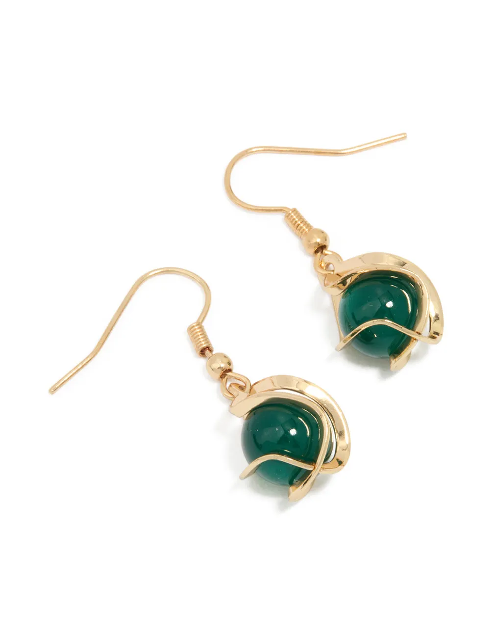 Gold Black Beaded Wire Wrapped Drop Earrings sold by lovisa