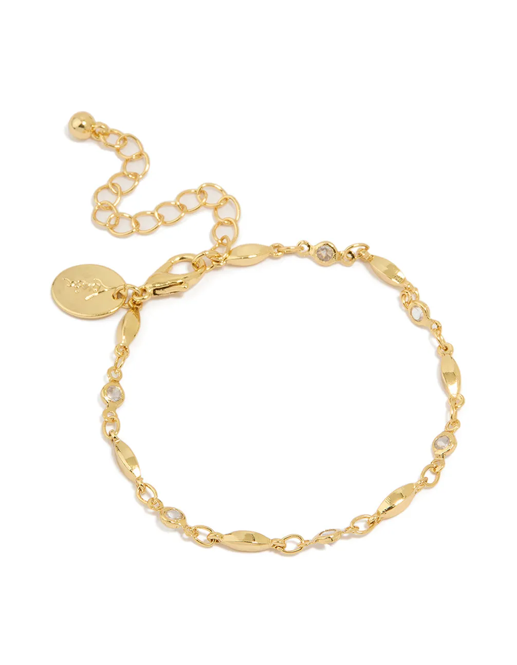 Gold Plated Cubic Zirconia Link Chain Bracelet sold by lovisa