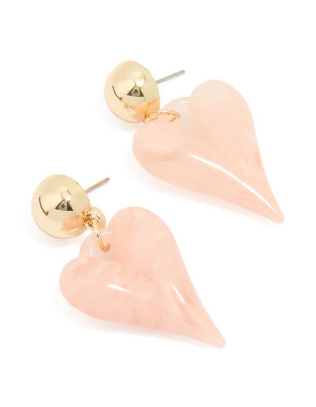 Gold Bubble Heart Drop Earrings sold by lovisa