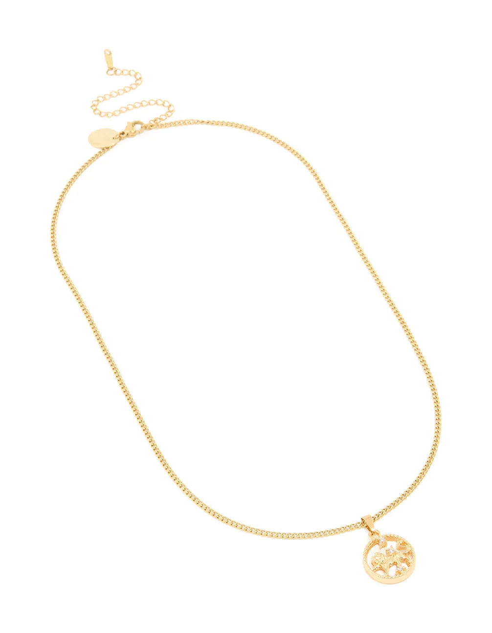 Waterproof Gold Plated Stainless Steel Circle Leo Zodiac Sign Necklace sold by lovisa product image thumbnail 2