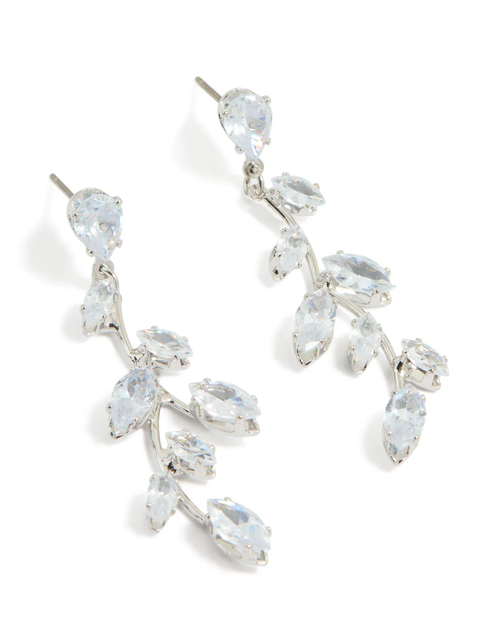 Silver Cubic Zirconia Vine Drop Earrings sold by lovisa