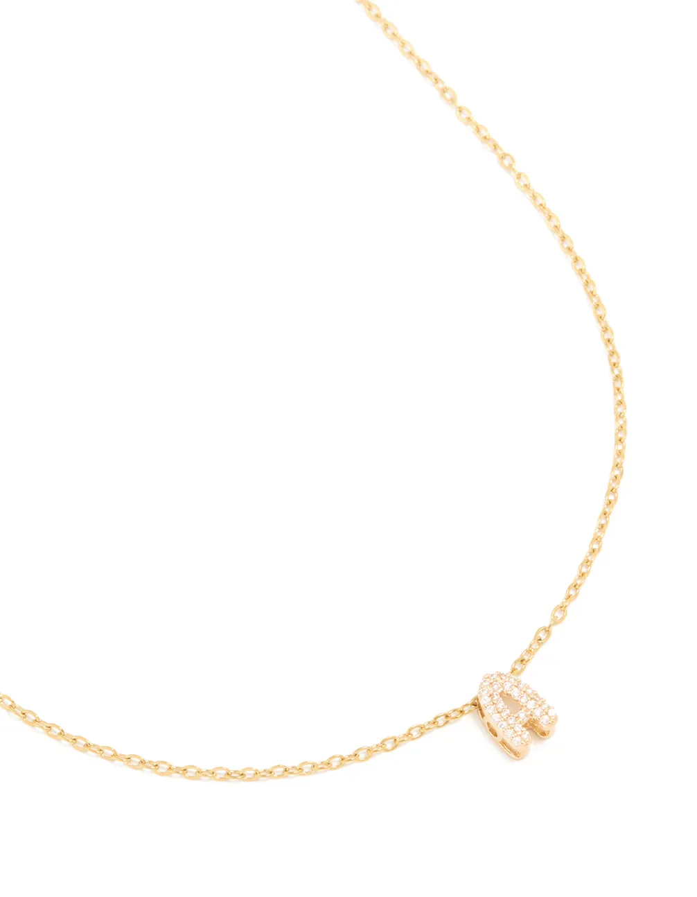 Waterproof Gold Plated Stainless Steel Cubic Zirconia Mini Pavé Letter A Necklace sold by lovisa