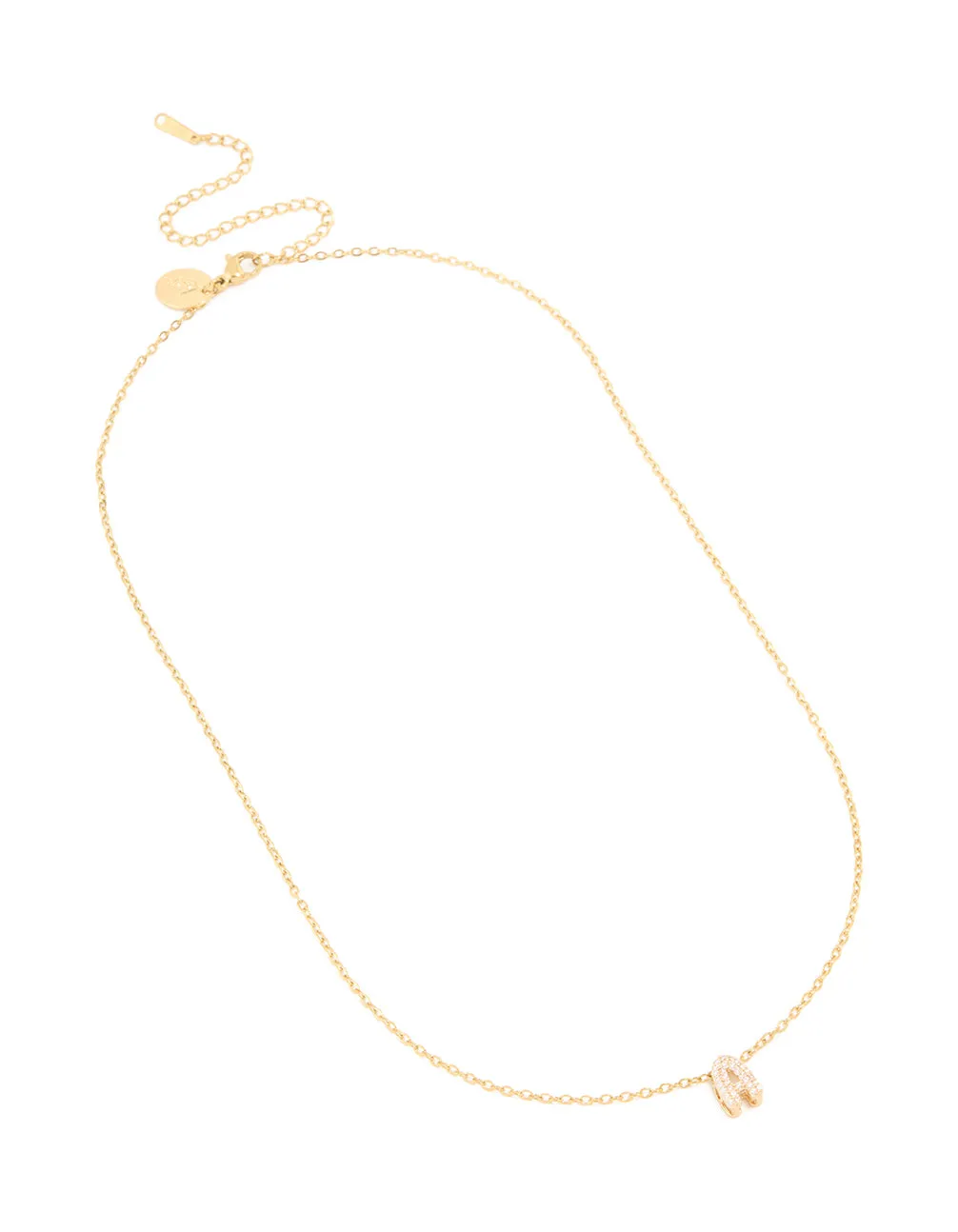 Waterproof Gold Plated Stainless Steel Cubic Zirconia Mini Pavé Letter A Necklace sold by lovisa product image thumbnail 2