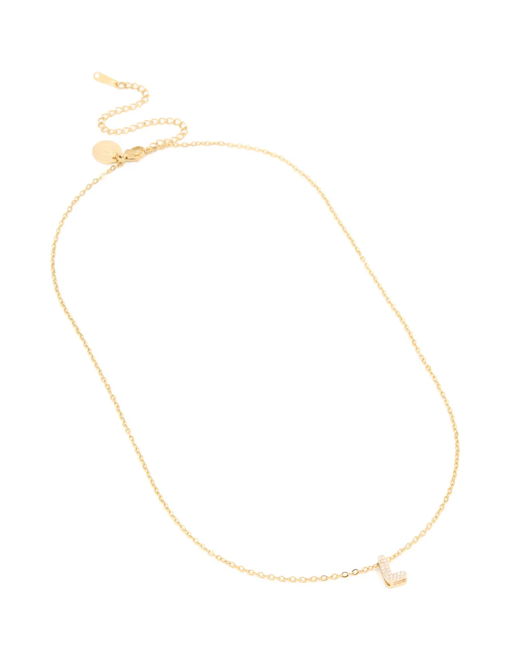 Waterproof Gold Plated Stainless Steel Cubic Zirconia Mini Pavé Letter L Necklace sold by lovisa product image thumbnail 2